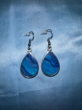 Handmade Blue Teardrop Dangle Earrings - Women Jewelry